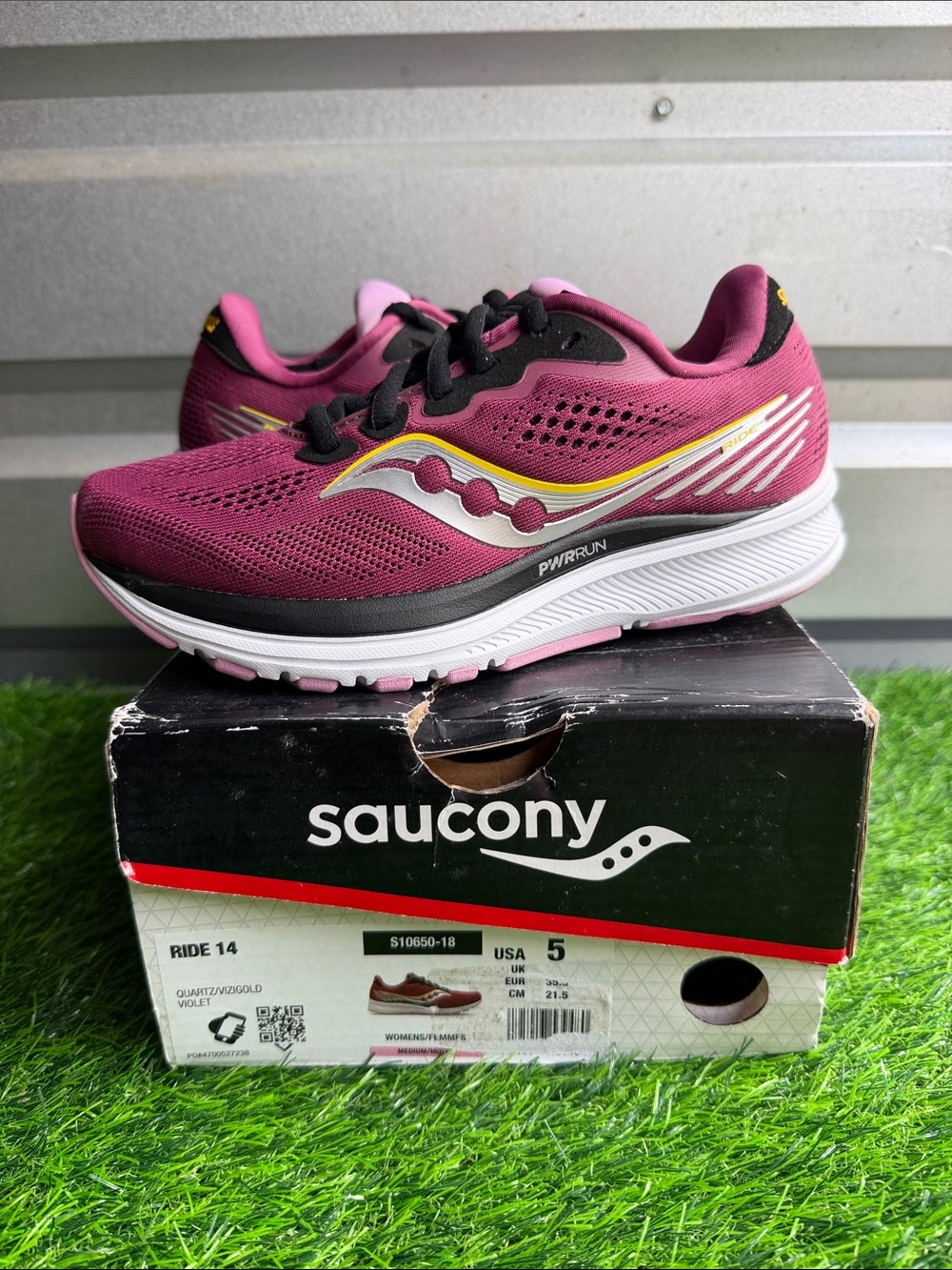 Saucony Women's Ride 14 Running Shoes - Violet with Pink Accents